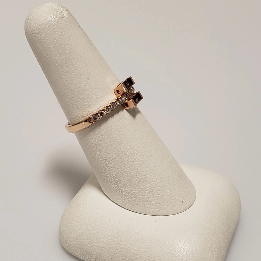 Le Vian 14k Rose Gold Chocolate Quartz Baguettes Nude Diamond Ring Size 7 - Picture 5 of 8